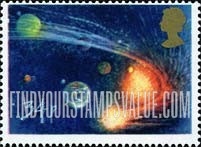 FindYourStampsValue: Great Britain (United Kingdom): Halley's Comet - Comet orbiting Sun