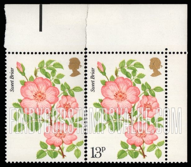 FindYourStampsValue: Great Britain (United Kingdom): Centenary of Royal National Rose Society - Sweet Briar