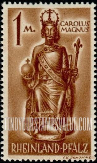 FindYourStampsValue: RHINE PALATINATE - Statue of Charlemagne