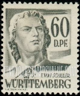 FindYourStampsValue: WURTTEMBERG - Friedrich von Schiller