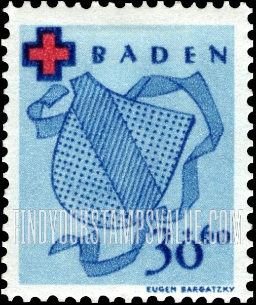 FindYourStampsValue: OCCUPATION SEMI-POSTAL - Arms of Baden