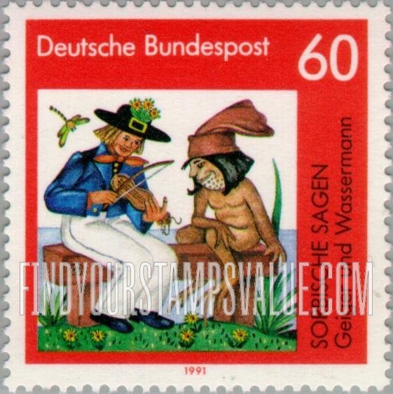 FindYourStampsValue: Sorbian Legends: Fiddler, water sprite