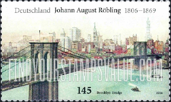 FindYourStampsValue: John Augustus Roebling (1806-69), Bridge Designer