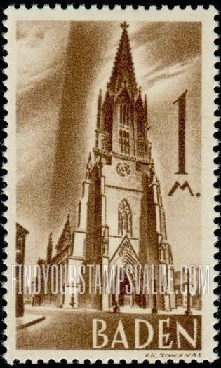FindYourStampsValue: BADEN - Cathedral of Freiburg