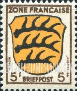 FindYourStampsValue: ISSUED UNDER FRENCH OCCUPATION - Coats of Arms: Württemberg