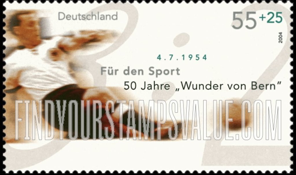 FindYourStampsValue: SEMI-POSTAL - Sporting Events and Anniversaries: First German World Cup Championship, 50th anniversary