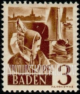 FindYourStampsValue: BADEN - Girl of Constance