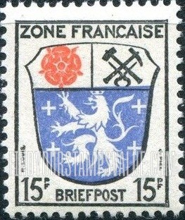 FindYourStampsValue: ISSUED UNDER FRENCH OCCUPATION - Coats of Arms: Saarland