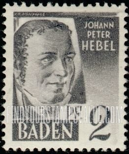 FindYourStampsValue: BADEN - Johann Peter Hebel