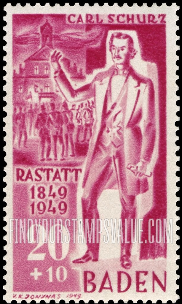 FindYourStampsValue: OCCUPATION SEMI-POSTAL - Carl Schurz at Rastatt