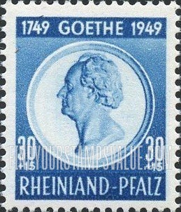FindYourStampsValue: OCCUPATION SEMI-POSTAL - Johann Wolfgang von Goethe (1749-1832): Goethe Type of Baden, 1949