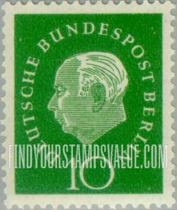 FindYourStampsValue: BERLIN - President Heuss Type of Germany, 1959