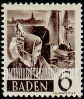 FindYourStampsValue: BADEN - Girl of Constance