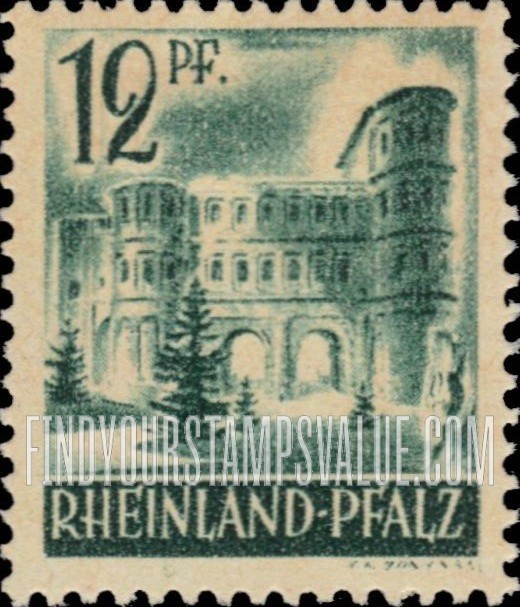 FindYourStampsValue: RHINE PALATINATE - Porta Nigra, Trier