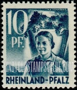 FindYourStampsValue: RHINE PALATINATE - Girl Carrying Grapes