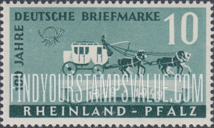 FindYourStampsValue: RHINE PALATINATE - Stagecoach: Type of Baden, 1949