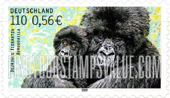 FindYourStampsValue: Endangered Species Type of 2001: Mountain gorilla