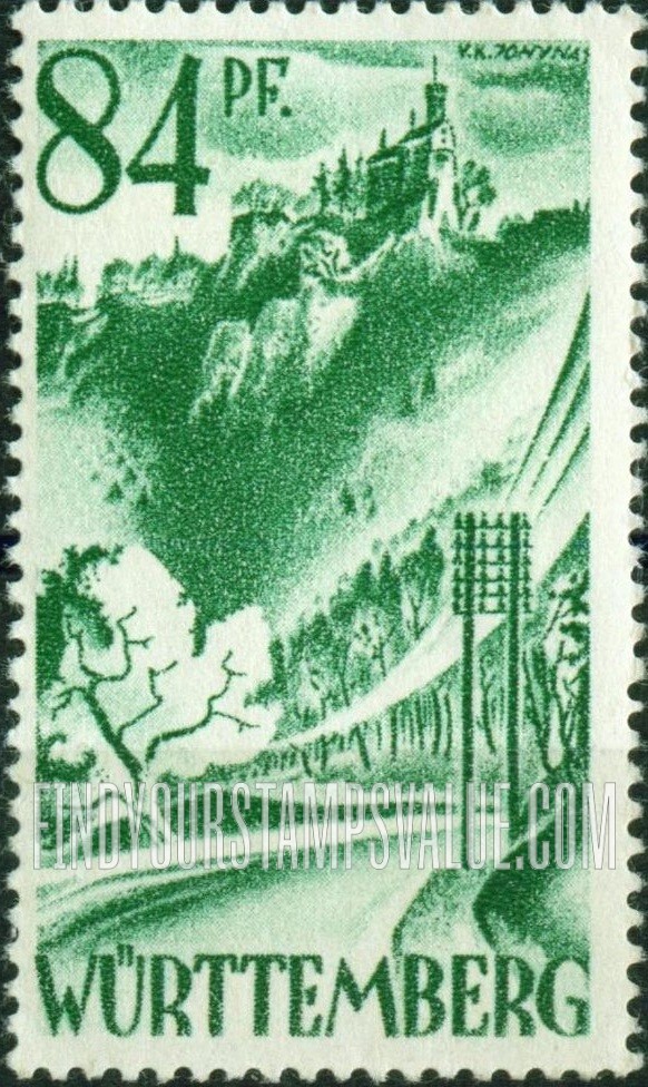 FindYourStampsValue: WURTTEMBERG - Lichtenstein Castle