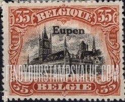 FindYourStampsValue: GERMAN OCCUPATION - Ypres: Belgian Stamps of 1915-20 Overprinted