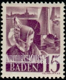 FindYourStampsValue: BADEN - Girl of Constance