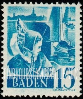 FindYourStampsValue: BADEN - Girl of Constance