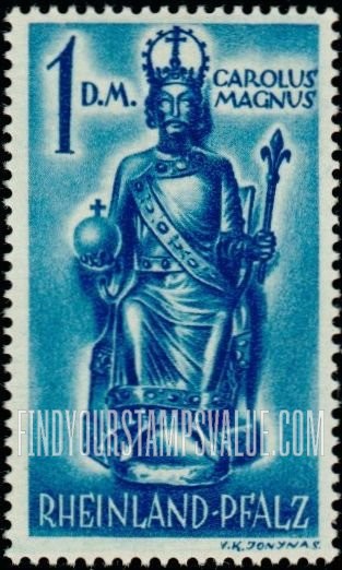 FindYourStampsValue: RHINE PALATINATE - Statue of Charlemagne