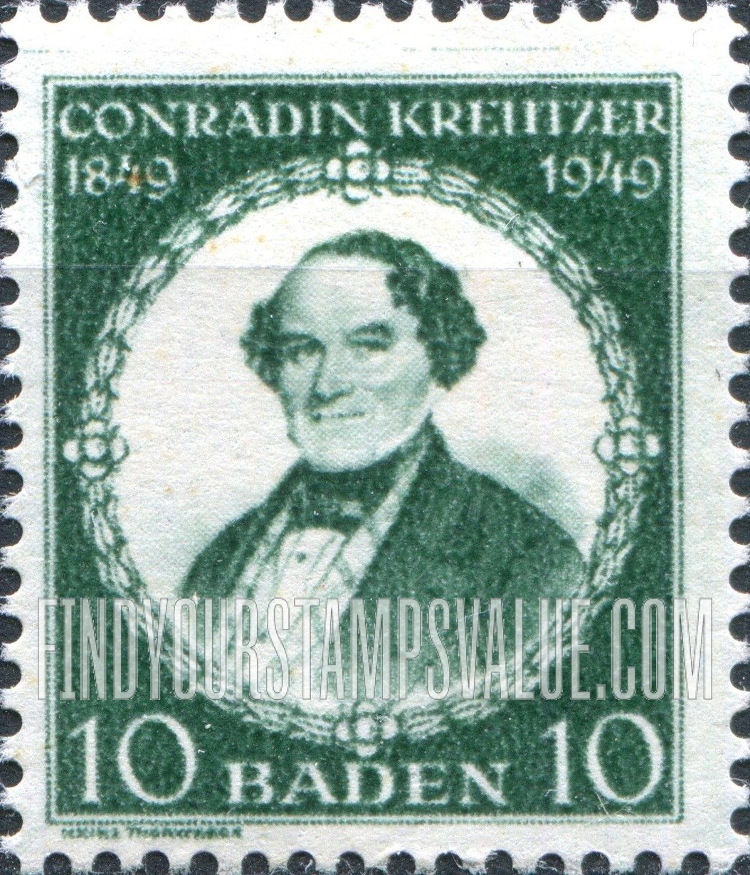 FindYourStampsValue: BADEN - Conradin Kreutzer