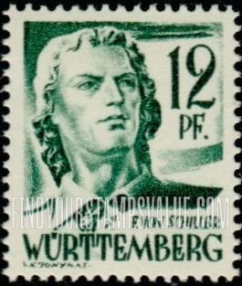 FindYourStampsValue: WURTTEMBERG - Friedrich von Schiller