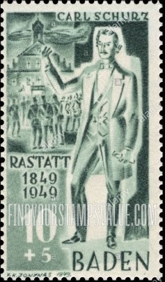 FindYourStampsValue: OCCUPATION SEMI-POSTAL - Carl Schurz at Rastatt