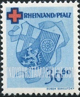 FindYourStampsValue: OCCUPATION SEMI-POSTAL - Arms: Type of Baden, 1949, Showing Arms of Rhine Palatinat