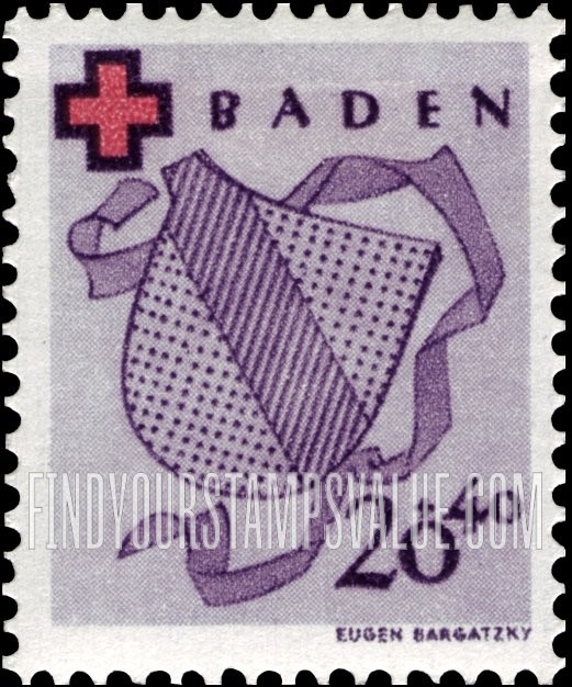 FindYourStampsValue: OCCUPATION SEMI-POSTAL - Arms of Baden