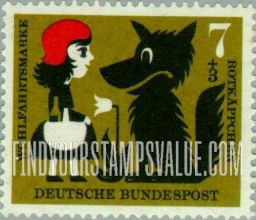 FindYourStampsValue: SEMI-POSTAL - Little Red Riding Hood and the Wolf