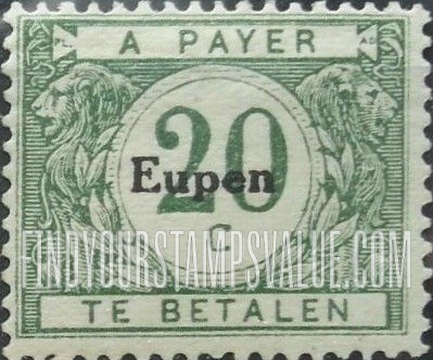 FindYourStampsValue: OCCUPATION POSTAGE DUE - Belgian Postage Due Stamps of 1919-20, Overprinted
