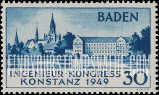 FindYourStampsValue: BADEN - Constance Cathedral and Insel Hotel