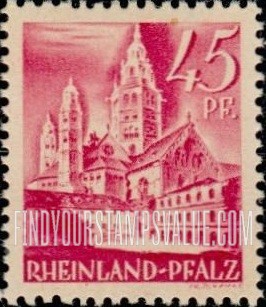 FindYourStampsValue: RHINE PALATINATE - Cathedral of Mainz