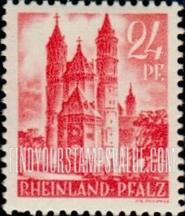 FindYourStampsValue: RHINE PALATINATE - Cathedral of Worms