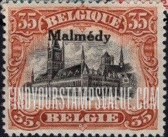 FindYourStampsValue: GERMAN OCCUPATION - Ypres: Belgian Stamps of 1915-20 Overprinted