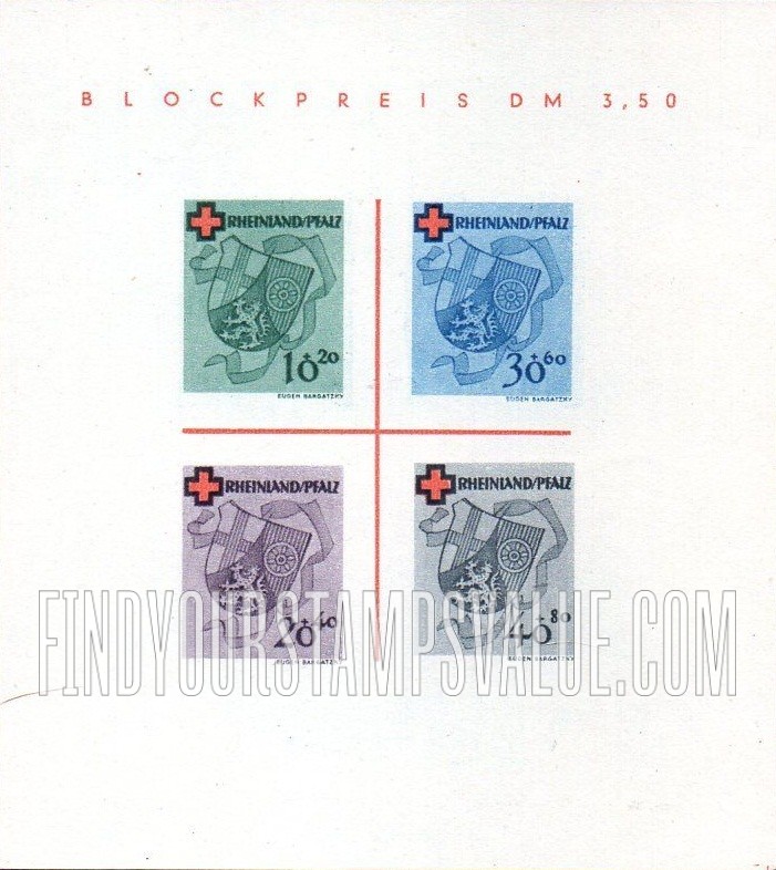 FindYourStampsValue: OCCUPATION SEMI-POSTAL - Arms: Type of Baden, 1949, Showing Arms of Rhine Palatinat