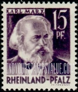 FindYourStampsValue: RHINE PALATINATE - Karl Marx