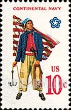 FindYourStampsValue: MILITARY UNIFORMS - Sailor with grappling hook, first Navy Jack