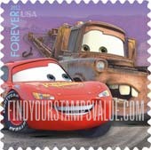 FindYourStampsValue: CHARACTERS FROM DISNEY-PIXAR FILMS - Lightning McQueen and Mater from 'Cars', Self-Adhesive stamp
