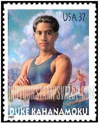 FindYourStampsValue: DUKE KAHANAMOKU, 'FATHER OF SURFING' AND OLYMPIC SWIMMER, Self-Adhesive stamp