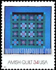 FindYourStampsValue: AMERICAN TREASURES, Amish Quilts - Double Ninepatch Variation, Self-Adhesive stamp