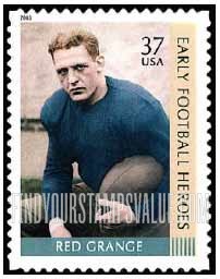 FindYourStampsValue: EARLY FOOTBALL HEROES - Red Grange, Self-Adhesive stamp