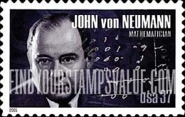 FindYourStampsValue: AMERICAN SCIENTISTS - John von Neumann, Mathematician, Self-Adhesive stamp
