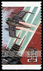 FindYourStampsValue: SPACE FANTASY - Space craft with long wings, booklet stamp
