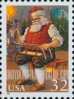 FindYourStampsValue: CHRISTMAS - Santa Claus working on Sled