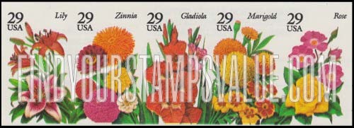 FindYourStampsValue: GARDEN FLOWERS, Booklet stamps