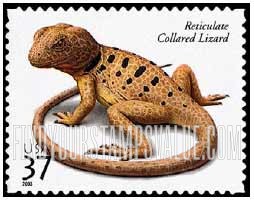 FindYourStampsValue: REPTILES AND AMPHIBIANS - Reticulate Collared Lizard, Self-Adhesive stamp