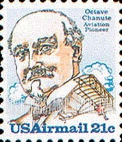 FindYourStampsValue: OCTAVE CHANUTE AND BIPLANE HANGGLIDER